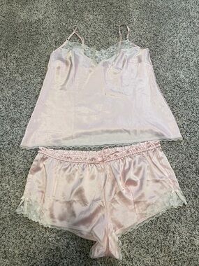Victoria's Secret Pale Pink Satin Lace Camisole & Shorts Set